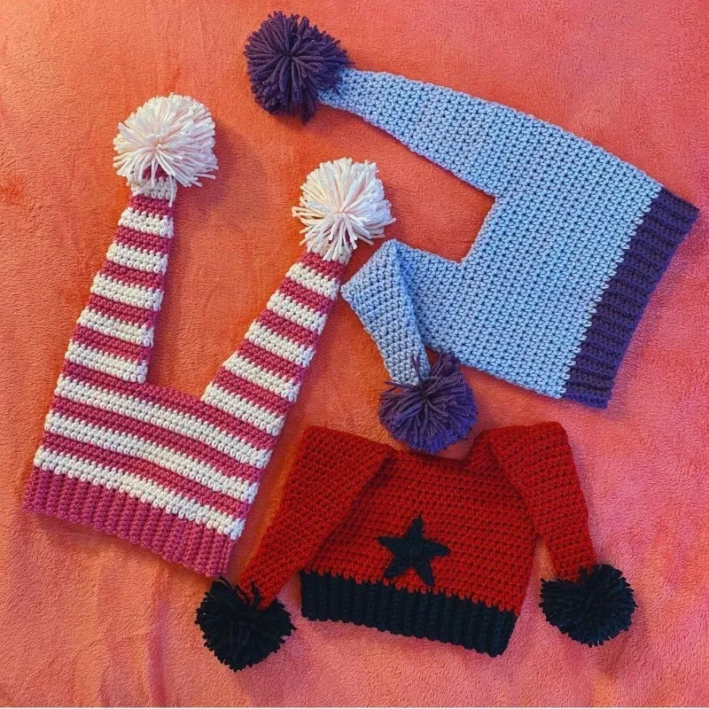 Beanie/Cranio Berretti Carino Divertente Lavorato A Maglia Modello di Stella Cappello Donna Antivento Inverno Fatto A Mano Doppio Orecchie Lunghe Beanie 230807