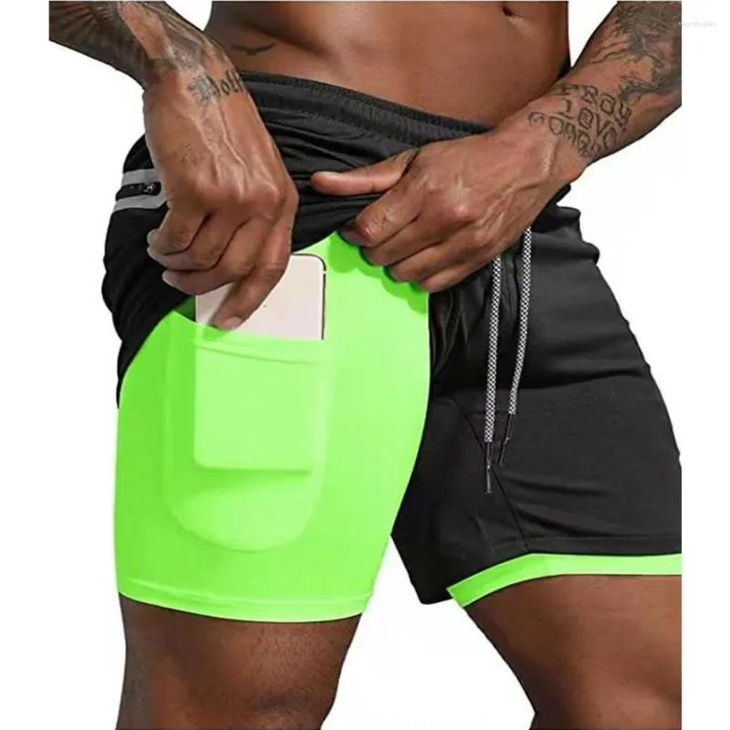 Running Shorts Men Sportswear Double-Deck 2 in 1 Training Training Gym Fitness Pantalging Pantalging Summer Beach Bottoms 2023