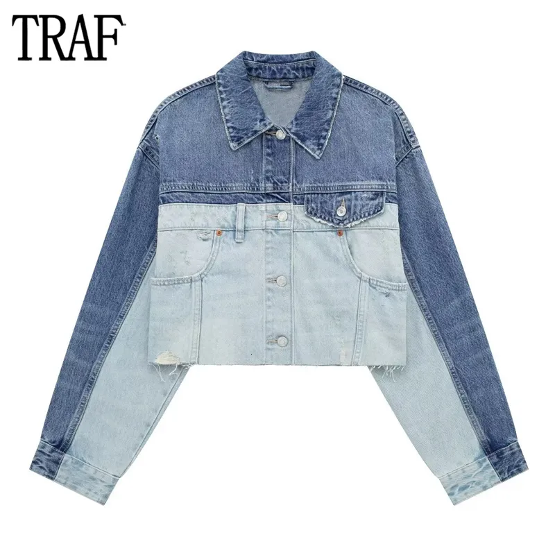 Womens Denim Jackets, Blue Ripped Cropped Jean Bomber Jacket