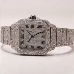 Luxurious Mechanical Watches with Diamond Tester Pass Big Face Mechanical Belt Iced Out Mens Bezel Silver Vs Chrono Custom with Box Moissanite Bling Diamond WaGEI2