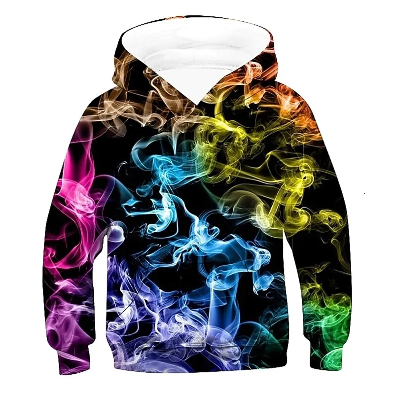 Hoodies Sweatshirts Kids Boys Hoodie Sweatshirt Long Sleeve 3D Print Optical Illusion With Pockets Blue Purple Children Tops 3 14 Year 230807