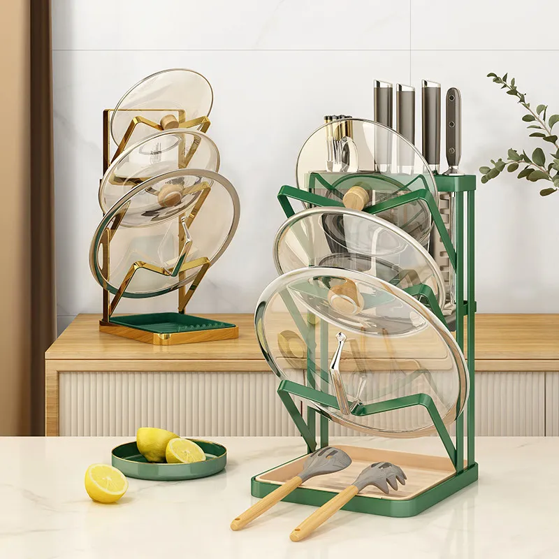 Set di organizzazione per la conservazione degli alimenti Supporto per coperchi multistrato Supporto per coperchio a parete in acciaio inossidabile Scaffale da cucina multifunzionale per utensili da cucina 230807