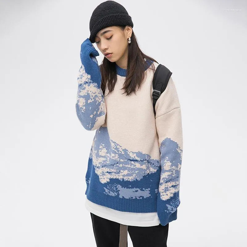 Kvinnors tröjor Abfer Winter Sticked Suverdized Pullover Sweater Long Sleeve Mountain Tops Korean Fashion 2023 Vintage Jumper Female Y2K