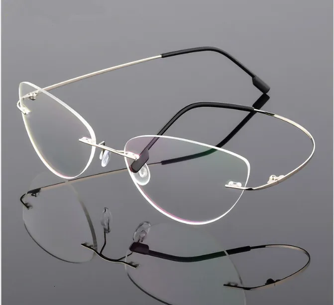 Ultra Light Rimless Cat Eye Titanium Rimless Reading Glasses For Women Alloy Frames Presbyopic Glassers With 0.50 6.00 Magnification 230807 From Bei005 13.45 DHgate.Com