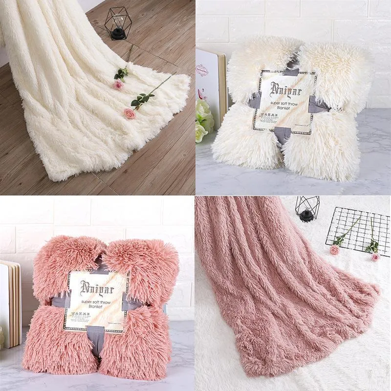 Blankets 41Super Soft Fuzzy Fur Faux Elegant Cozy With Fluffy Throw Blanket Bed Sofa Bedspread Long Shaggy Soft Warm Bedding Sheet Large 230809