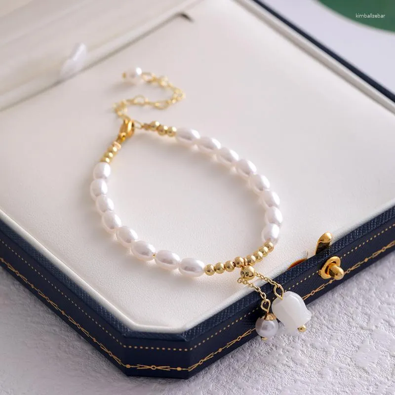 Strand Sweet SpringSummer Korea Pearl Bell Orchid Hand String Feminino Simple Literary Elegant Pulseira Wedding Jewelry