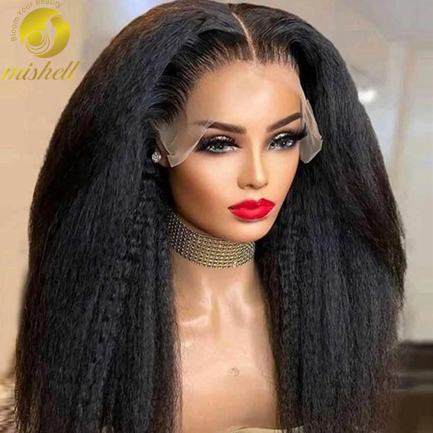 200% Density Kinky Straight Bob Wig 13x4 Lace Frontal Human Hair Wig Pre Plucked with Baby Hair for Black Women Colored Bob Wig