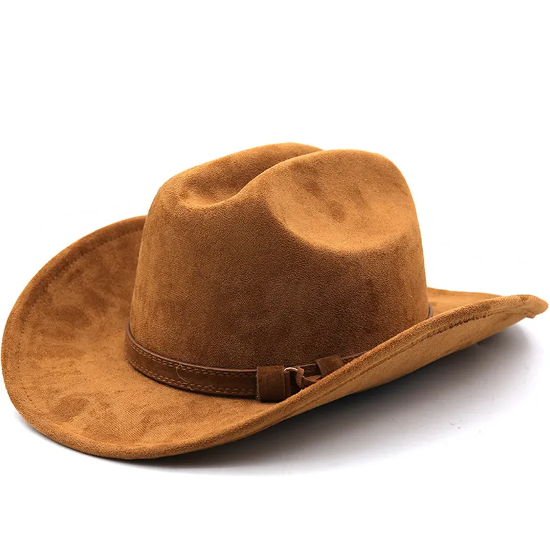 Nowy naturalny panama miękki zamsz w kształcie kowboju West Cowboy Summer Women/Men Wide Brim Beach Cap Ochrona UV Jazz Fedora Hat