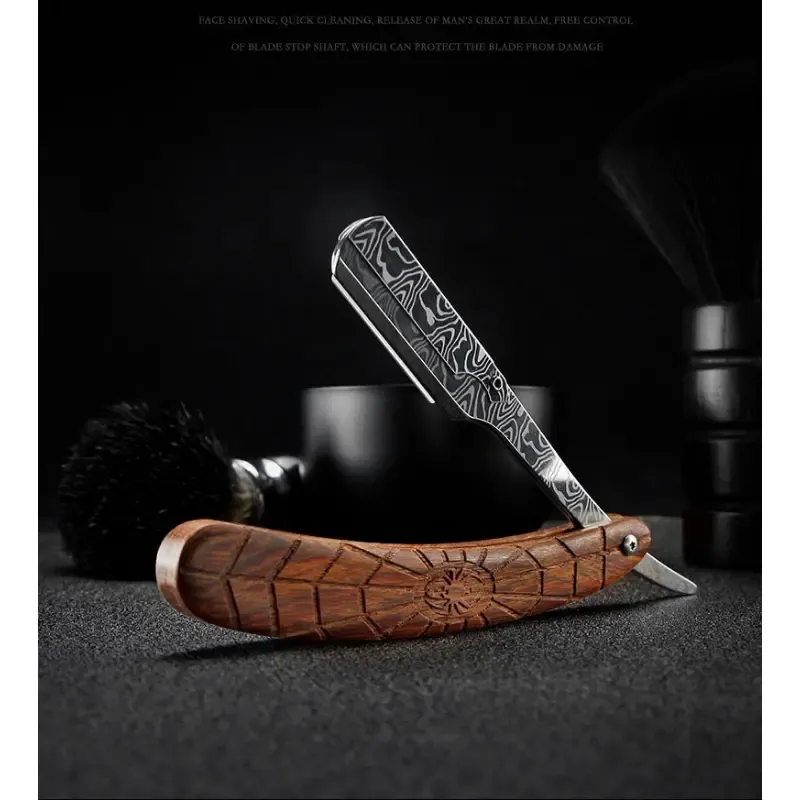 Professionele houten trimmer met rechte rand van roestvrij staal - Elke keer een perfecte scheerbeurt!