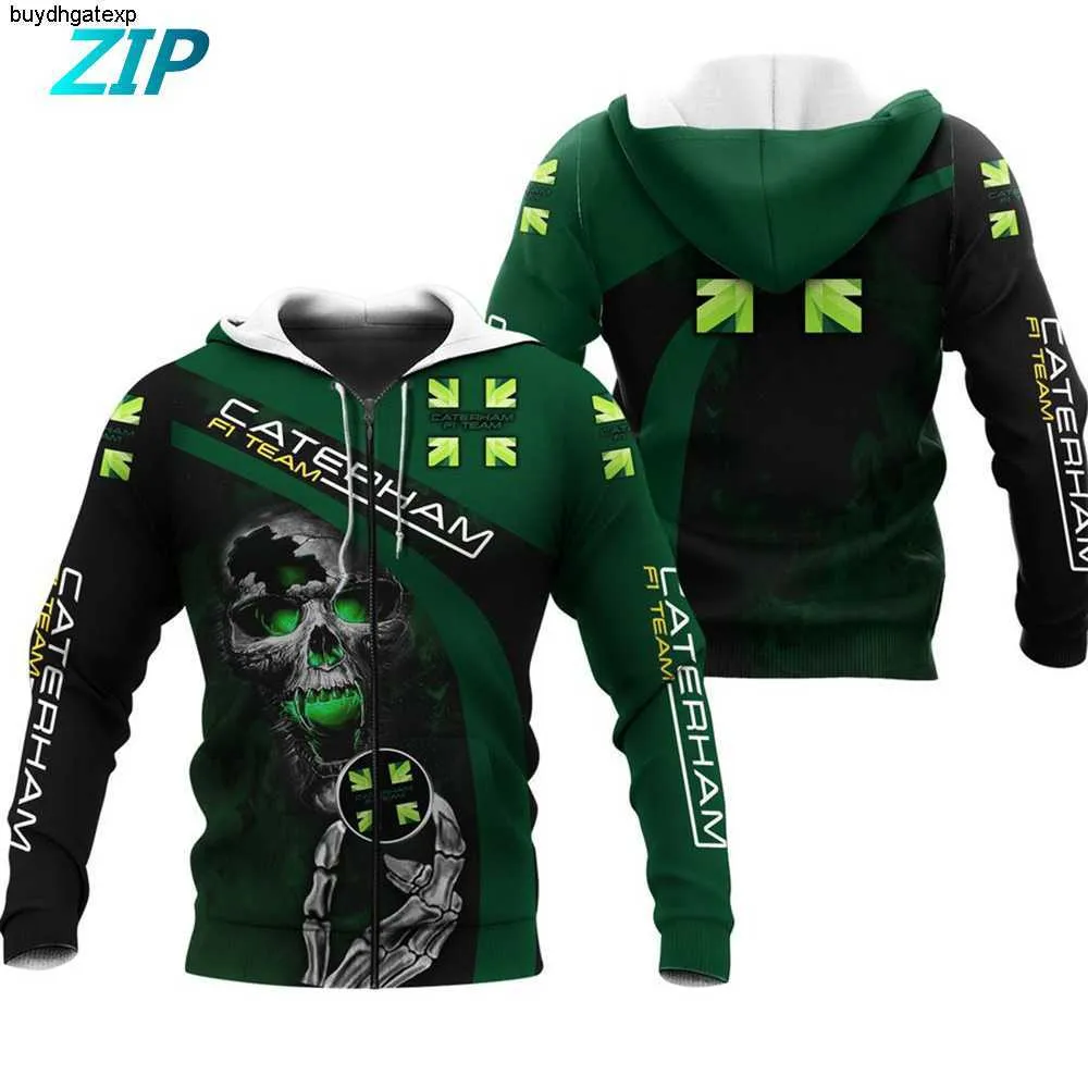 511q 2023 Formula One Men's Fashion Jackets Coat F1 Racing Team Caterham Skull Pullover Zipper