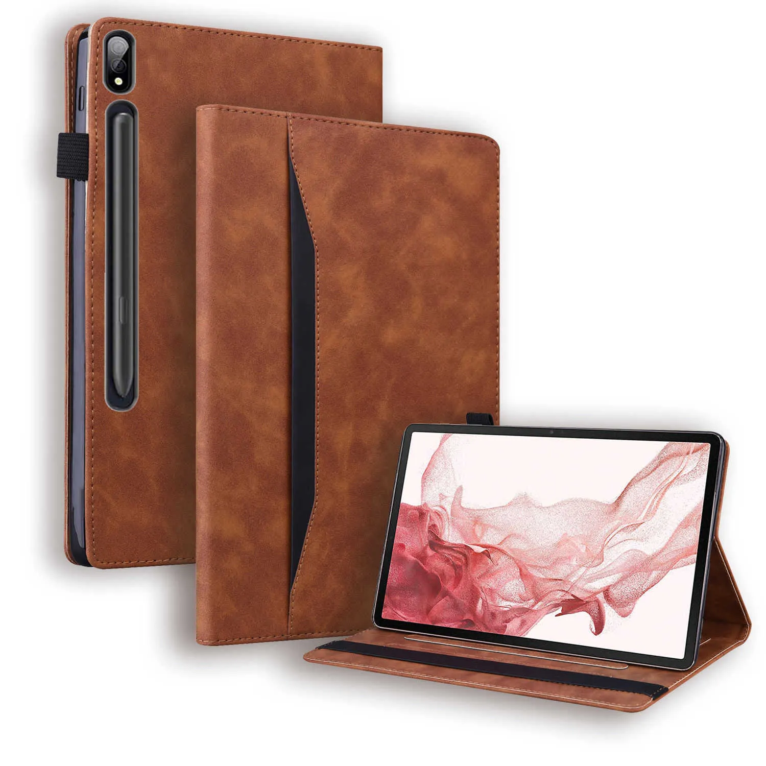 For Samsung Galaxy Tab S9 Case PU Leather Light Luxury Business Demeanor Folio Tablet for Tab S9 Plus Ultra Book Cover HKD230809