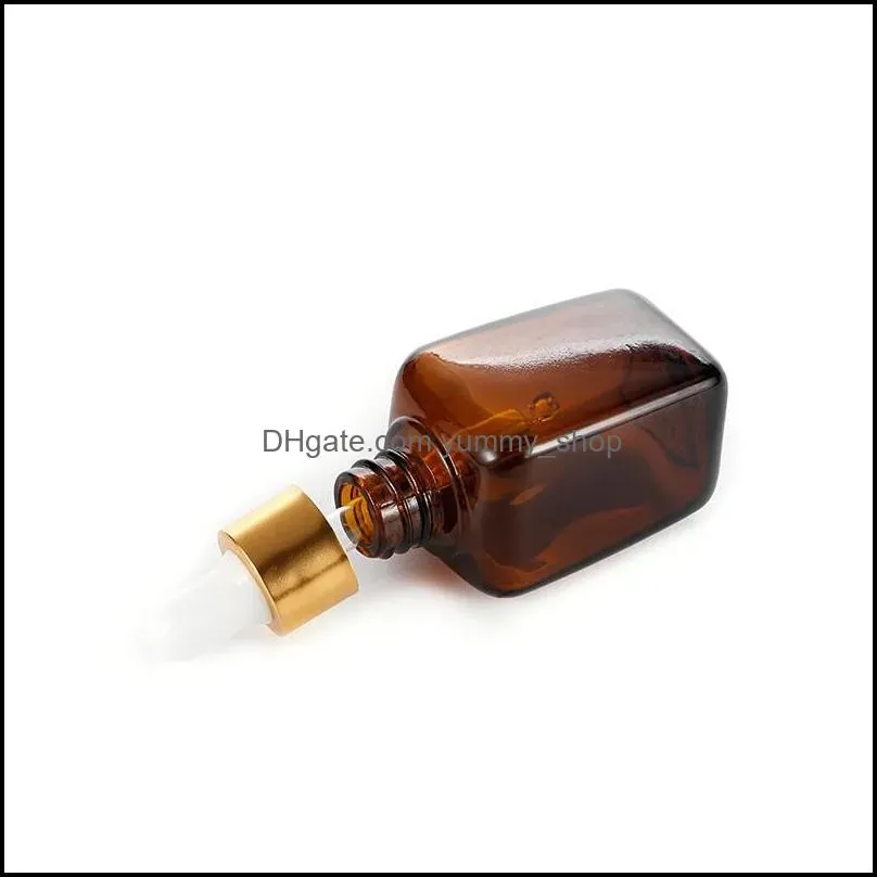 Amber Glass Oil Bottle e Liquid Square Dropper Bottles 10ml 20ml 30ml Multiple Type Caps