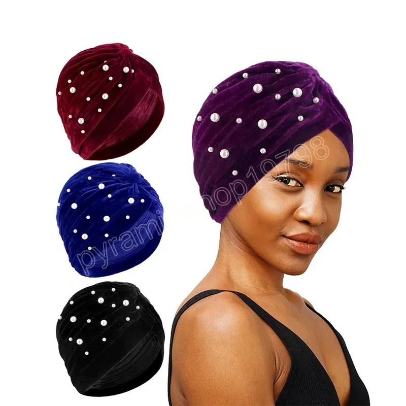 Hijab interior de terciopelo nuevo, gorros de turbante musulmán para Mujer con taladro, cabeza envolvente islámica étnica, gorro de Mujer