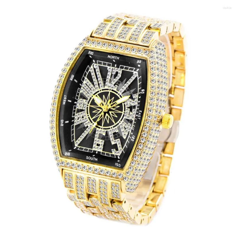 Horloges Herenhorloge All Diamond Waterproof Quartz Glow Pointer Hip Hop Fashion Clock Religios Masculino