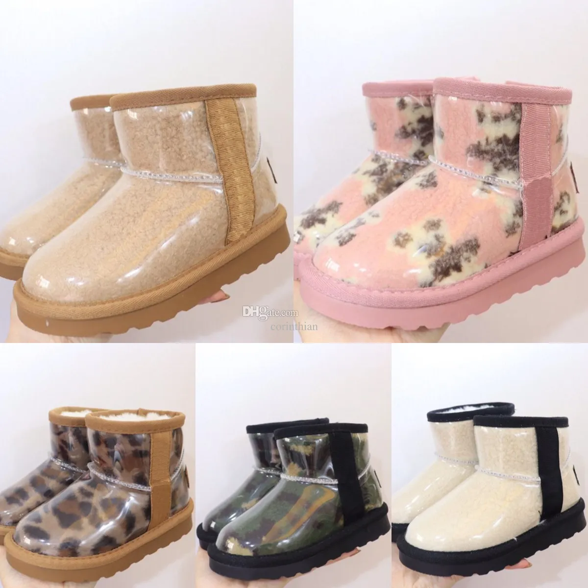 Australien Klassische Ministiefel Klare Kinder Uggi Schuhe Mädchen Designer Jelly Kleinkind Ug Baby Kinder Winter Schneestiefel Kind Jugend Sneaker Wggs Schuh Natur X0GH #