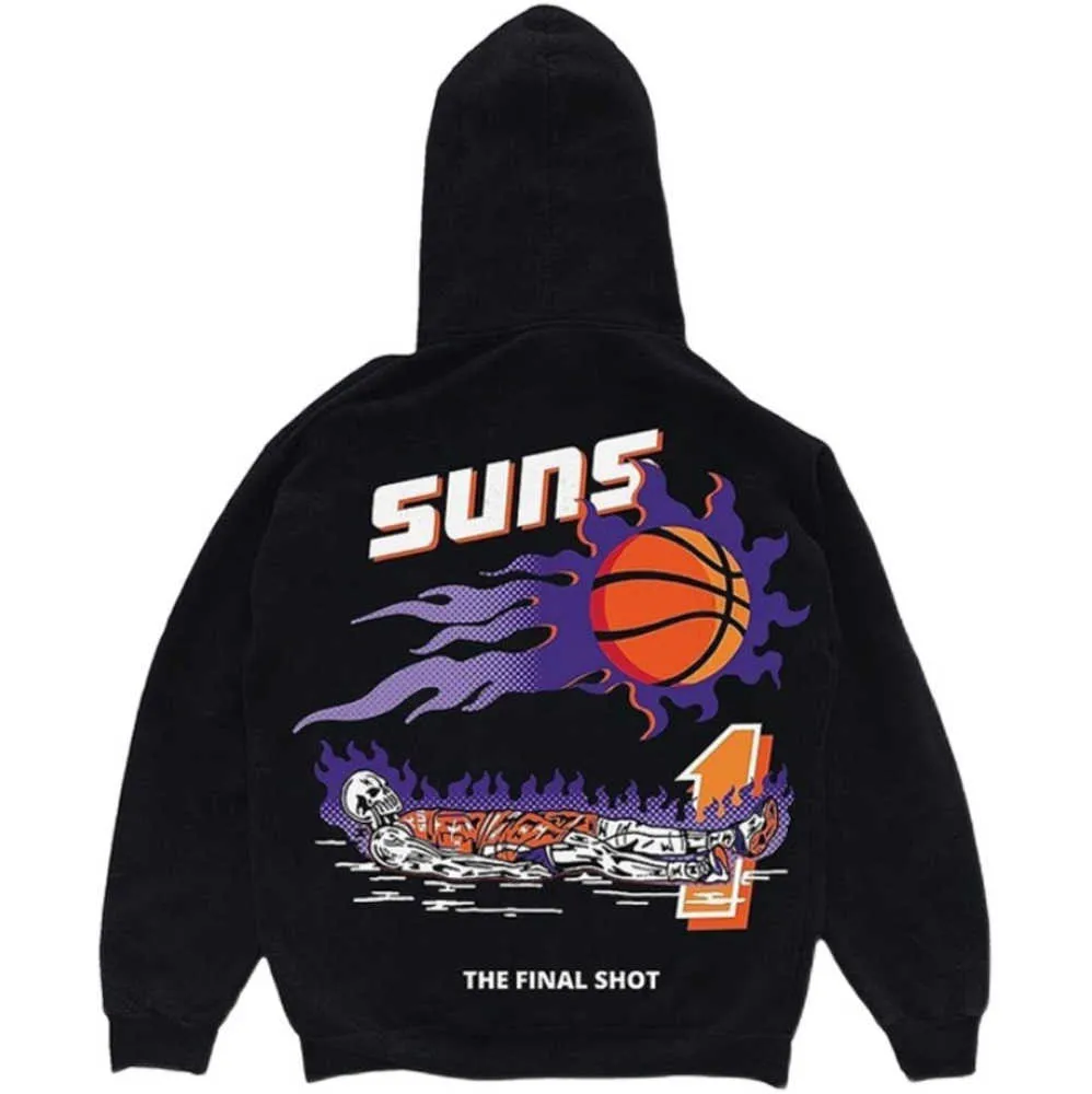 Warren High Street Suns Basketball Warm Felpe con cappuccio Lotas Uomo Donna Moda Streetwear Pullover Felpe larghe