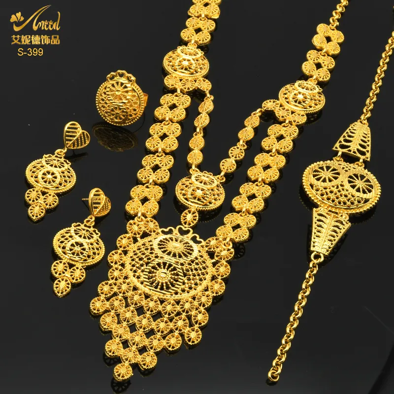 Wedding Jewelry Sets ANIID Indian 24K Gold Plated Necklace Set