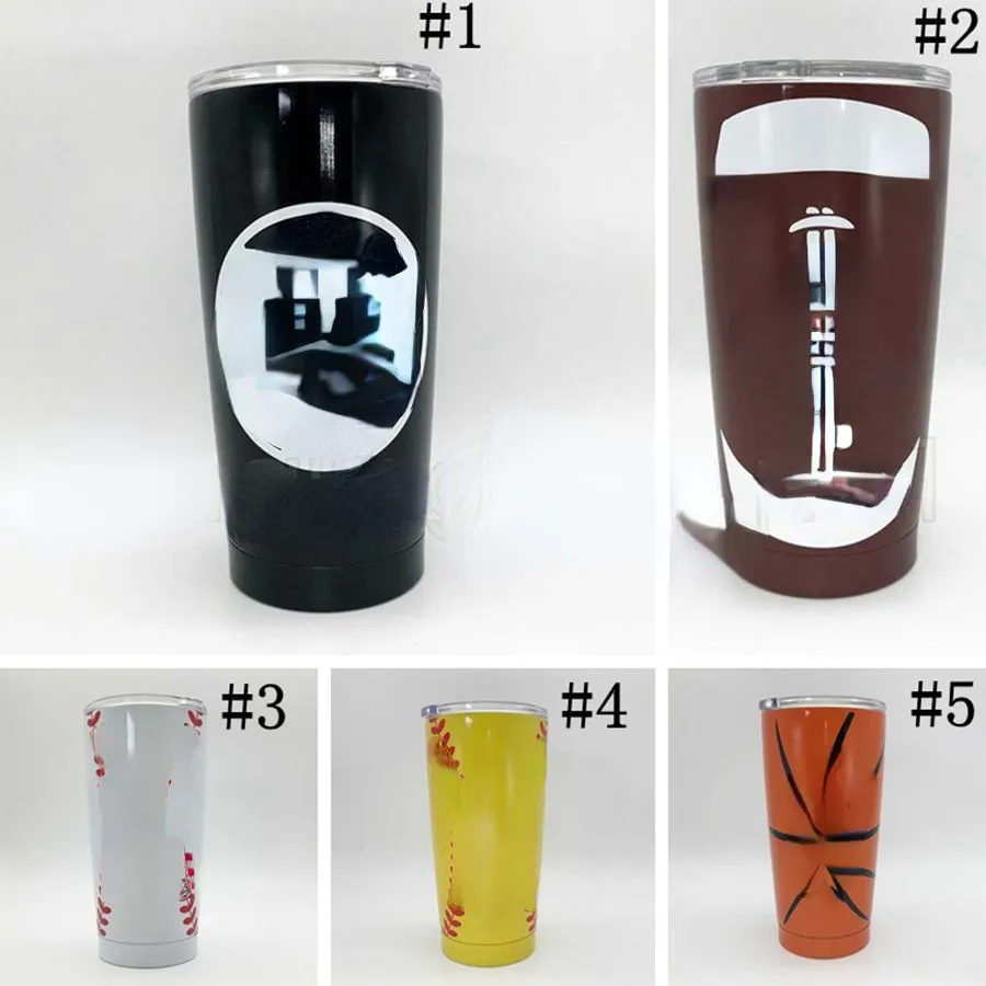 Mode rostfritt stål baseball tumbler muggar 600 ml softball metall kopp rese bil vattenflaska vakuumisolerade koppar