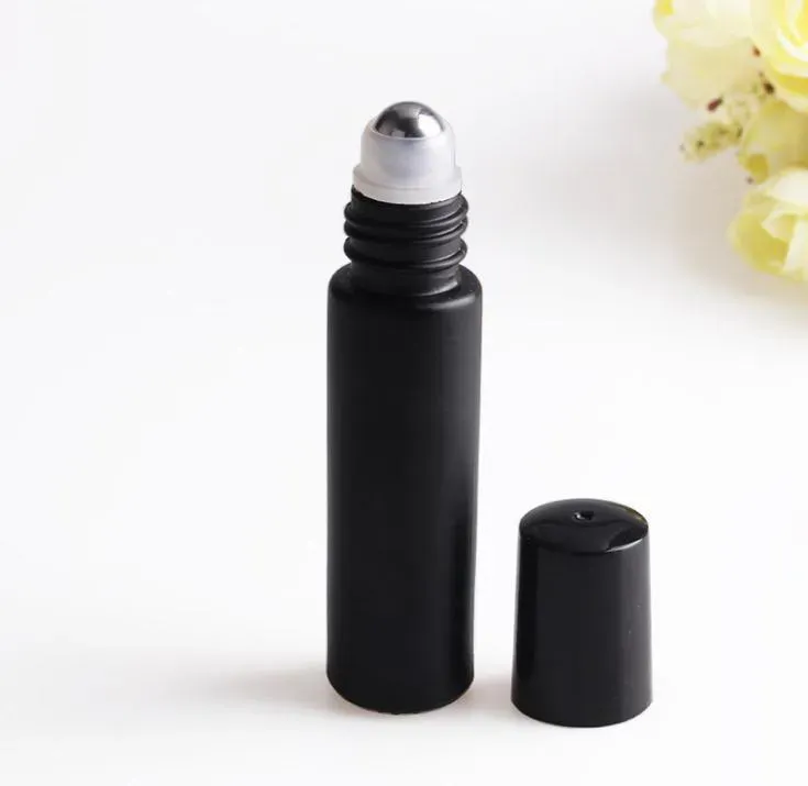 10ml 1/3oz Black Fragrances ROLL ON GLASS BOTTLE ESSENTIAL OIL Metal Roller Ball BY DHL/EMS 