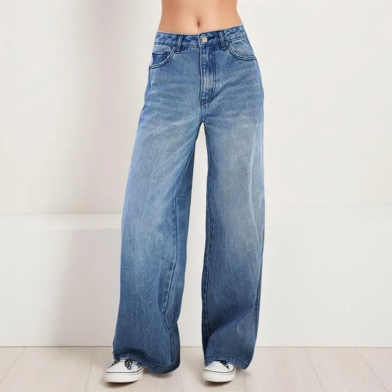 Jeans da donna Pantaloni in denim Vita alta Baggy Gamba larga Dritto Demin Cargo Pantaloni larghi casual Abbigliamento giapponese Y2k