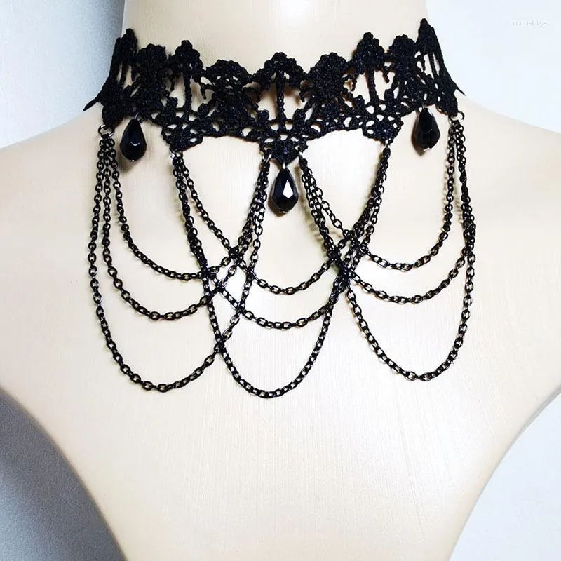 Gothic Metal Chain & Lace Choker