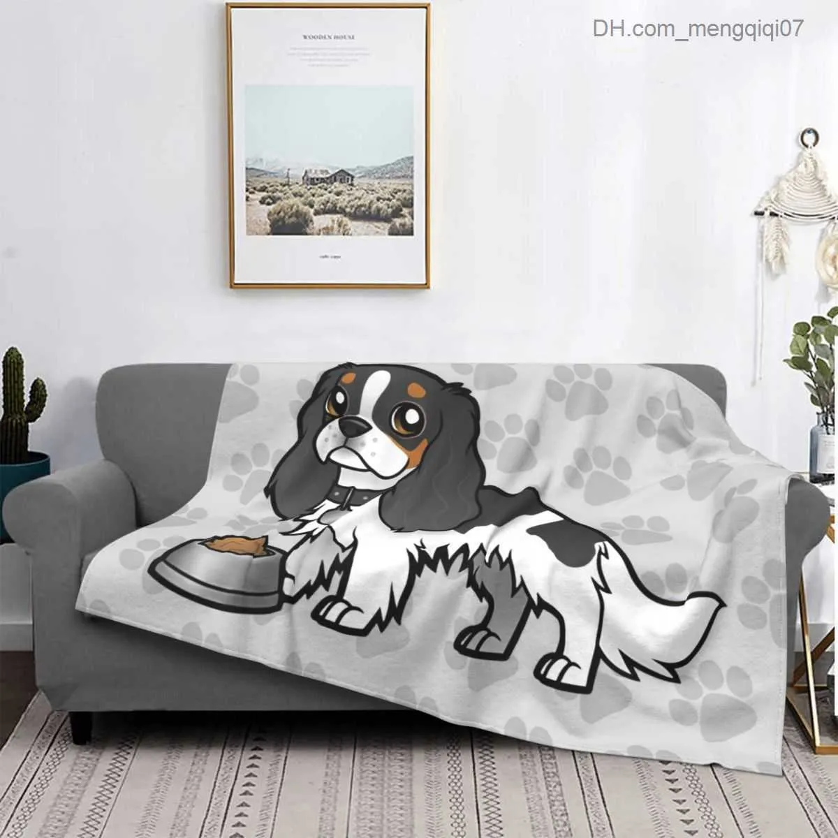 Dekens Inbakeren Schattig Ridder Charles King Hound Patroon Flanellen Deken Zacht en Lichtgewicht Huisdierliefhebber Hond Auto Slaapkamer Bank Kindercadeau Z230809