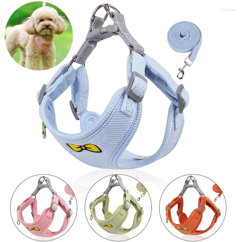 Dog Collars Small Dogs Harness Leash Set Reflective Pet Puppy Chest Strap Cat Harnesses Vest Safety Vehicular Lead Walking Running
