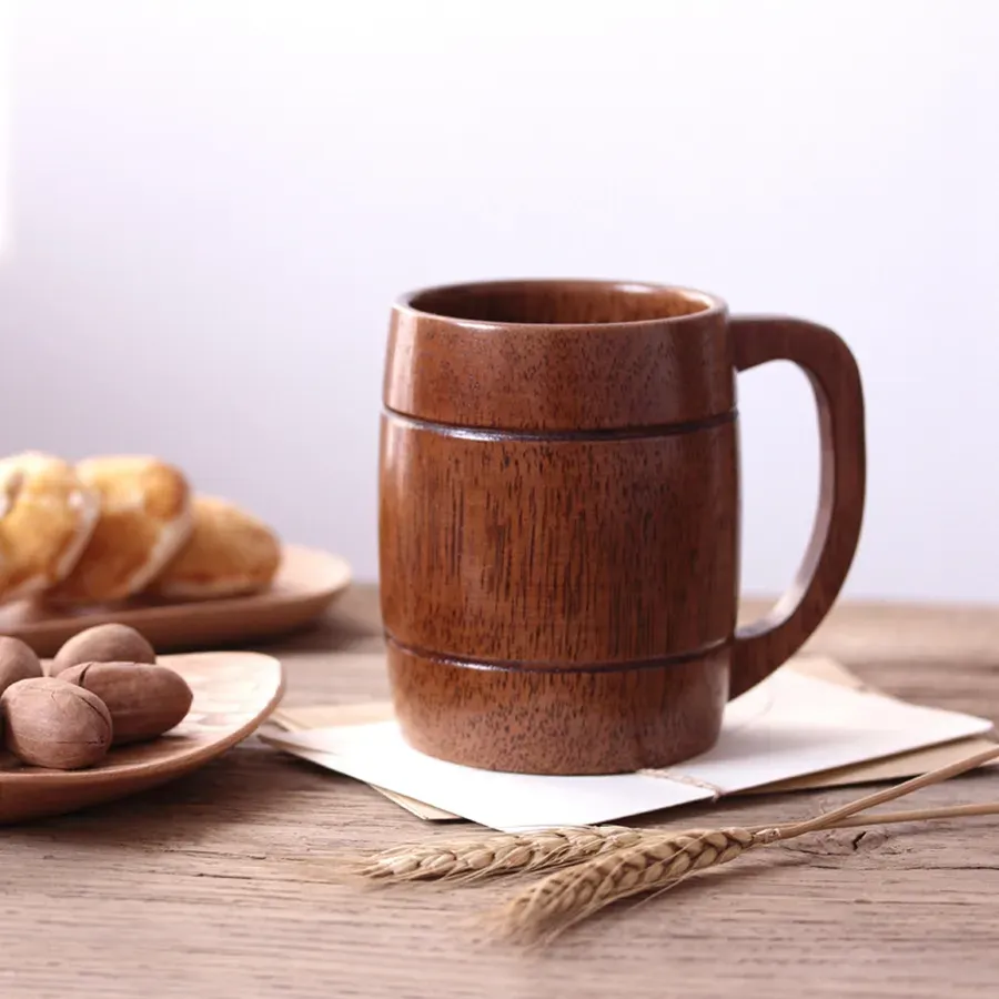 Clássico copo de cerveja de madeira moda chá caneca de café garrafa de água à prova de calor home office festa drinkware