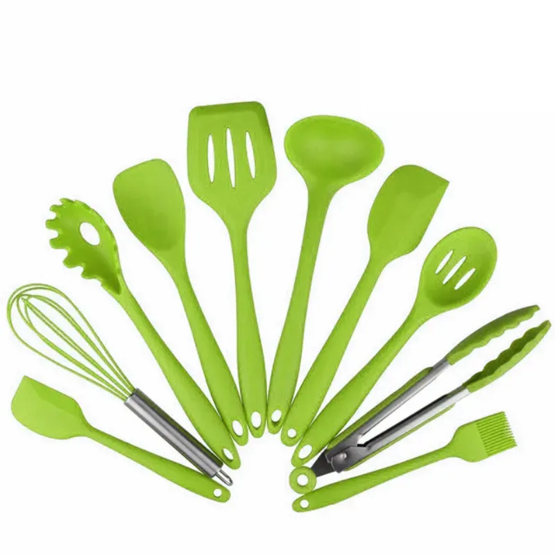 wholesale Cookware Sets Design Kitchenware Silicone Heat Resistant Kitchen Cooking Utensils Non-Stick Baking Tool Cooking Tool Sets 3 Colors 10 pcs for 1 set