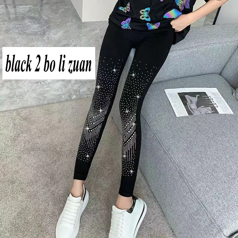 Black Rhinestone Skinny Loose Leggings For Women Stretchy, Thick Velvet  Ankle Length Pants With Elastic Waistband For Autumn And Winter From  Freshadang, $13.99