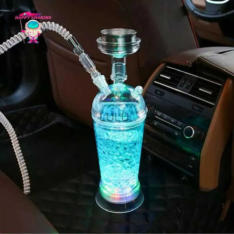 Счастливое курительное желе, автомобиль, акриловый кальян Shisha Set со светодиодными фонарями Chicha Bowl Одиночный шланг Narguile