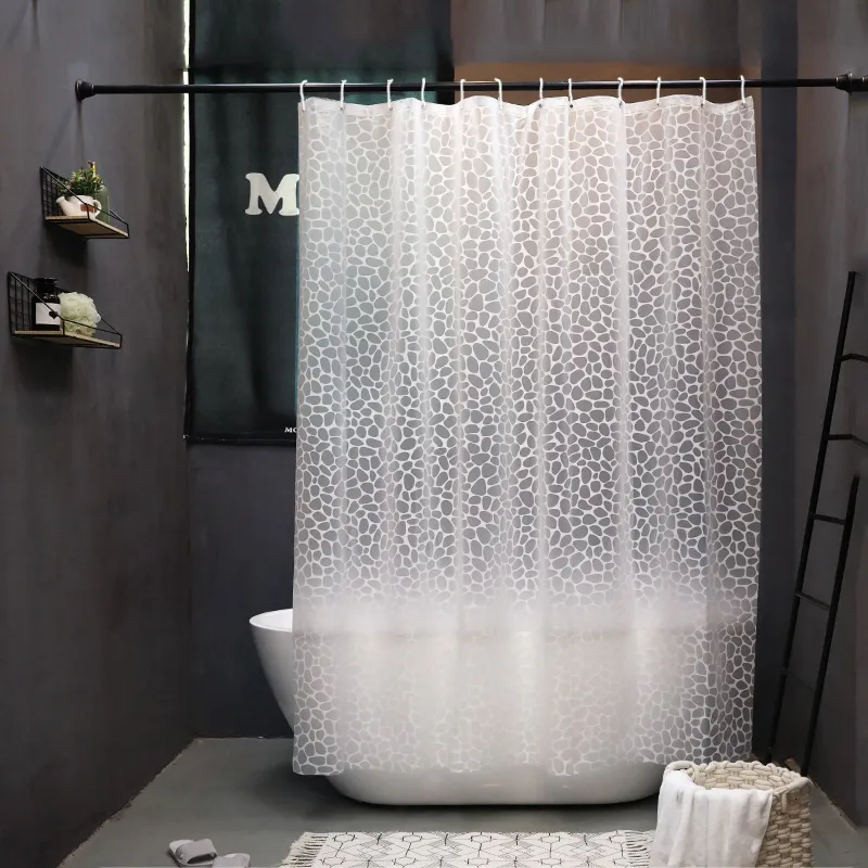 Porte-brosse à dents imperméable rideau de douche EVA anti-moisissure rideaux de salle de bain 3D pavés translucide baignoire cloison avec crochets 230809