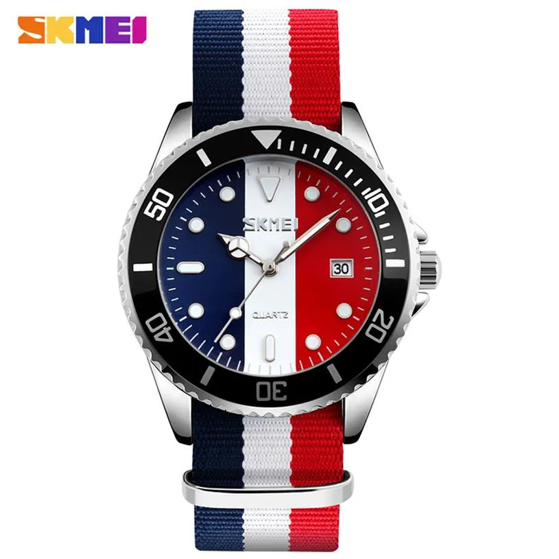 SKMEI Hommes Montres À Quartz Mode Casual Montres Nylon Band Auto Date Relogio Masculino Horloge Élégant Sport Hommes Montre 9133235G