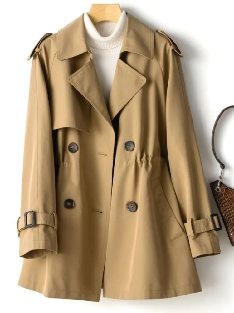 Płaszcz damski Trench Coats For dla kobiet wiosenna jesień w modzie czarna odzież Koreańska kurtka Koreańska damska damska płaszcz swobodny stały płaszcz 230808