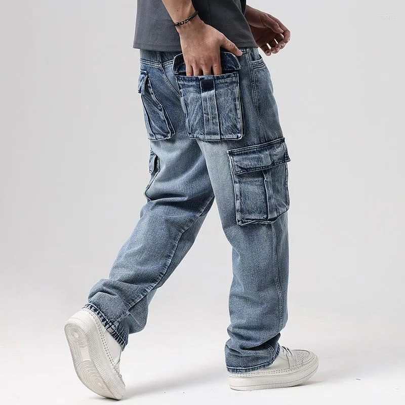 Jeans da uomo Taglie forti Pantaloni hip-hop Pantaloni cargo multitasche retrò vintage Skateboard da lavoro Uomo 40 42 44 46