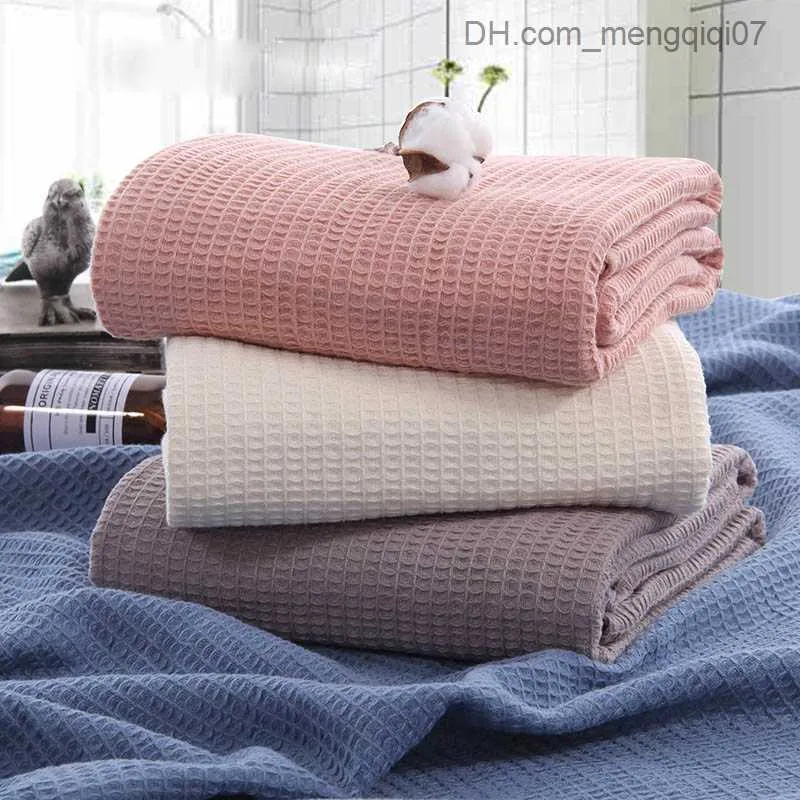 Blankets Swaddling Washed Waffle Pure Cotton Bamboo Fiber Muslin Throw Blanket for Sofa Bed Air Condition Blanket Z230809