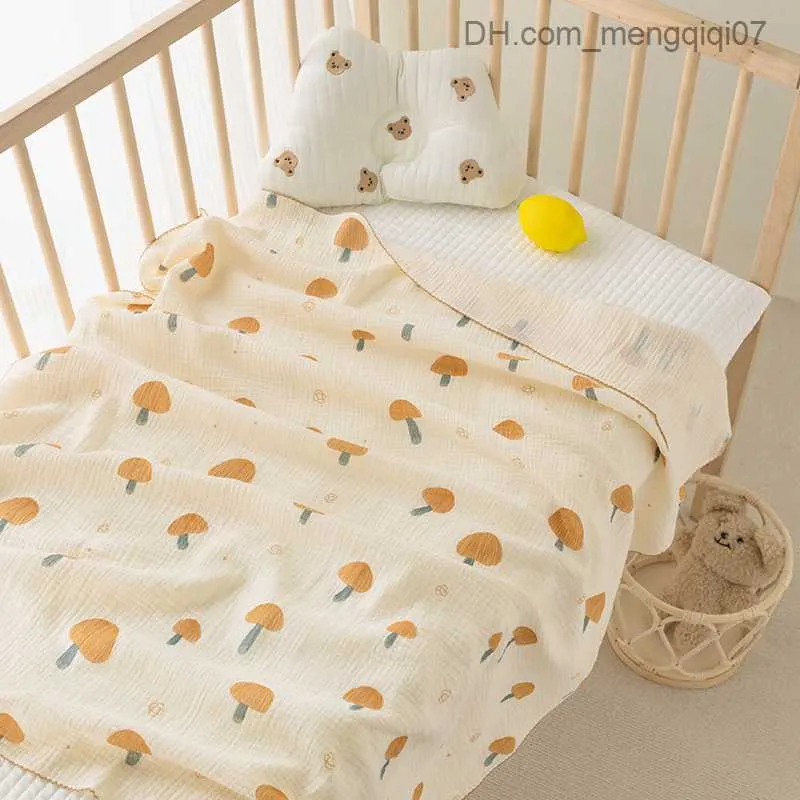 Decken Pucken Bio-Babydecken in Leinwandbindung, doppellagige Sommerdecken aus Baumwolle, bequeme Babyprodukte für die Kanten von Neugeborenen Z230809