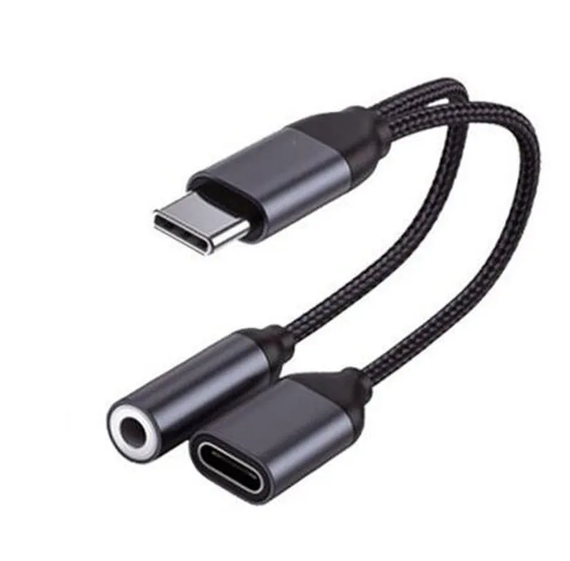 2 em 1 USB C para 3,5 mm Adaptador de fone de ouvido Tipo C Carregamento Áudio Aux Adaptador de fone de ouvido Cabo de carregamento para Samsung S23 Apple Ipad Iphone 15 Pro Max Novo