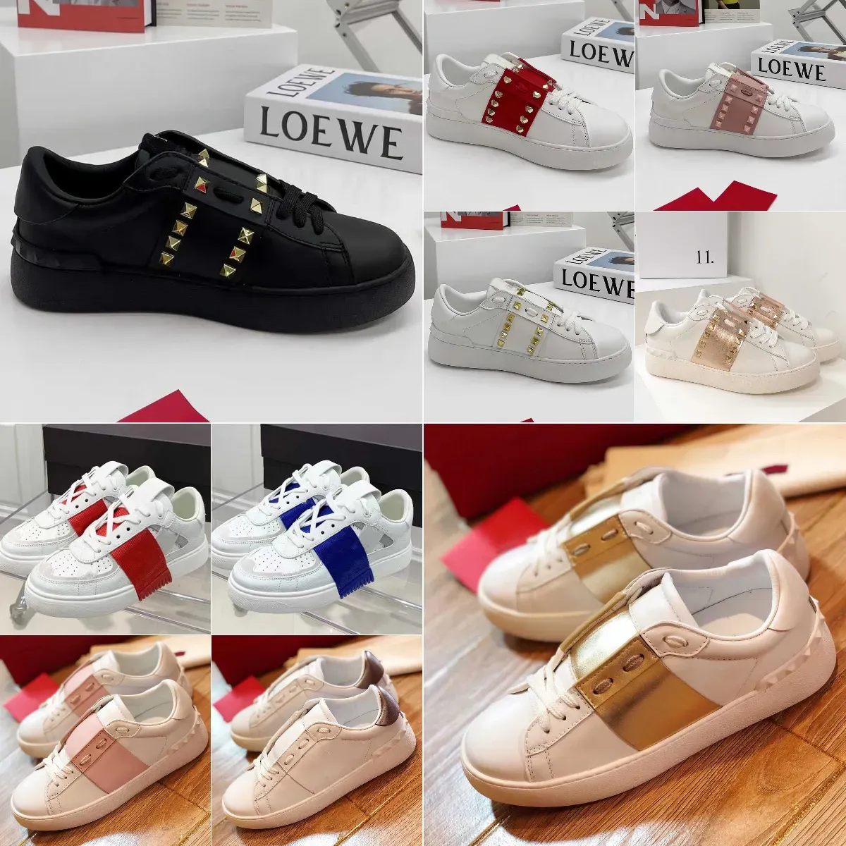 Designer Open Sneakers Untitled Sneaker Top Leather Loafers Casual Shoes Mens Womens Unisex Change Sneaker White Studded Platfor Trainer