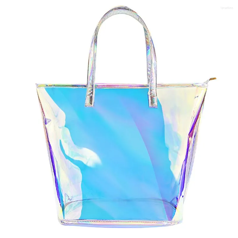 Borse portaoggetti Clear Tote Borsa a tracolla olografica Shopping da spiaggia impermeabile di grande capacità per ragazza