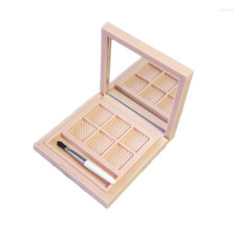 Bouteilles de stockage 30pcs / lot Arrivée Mode Poudre De Fard À Paupières Avec Miroir 6 Grilles DIY Carré Rouge À Lèvres Compact Vide Rose Blush Sous-Paquet