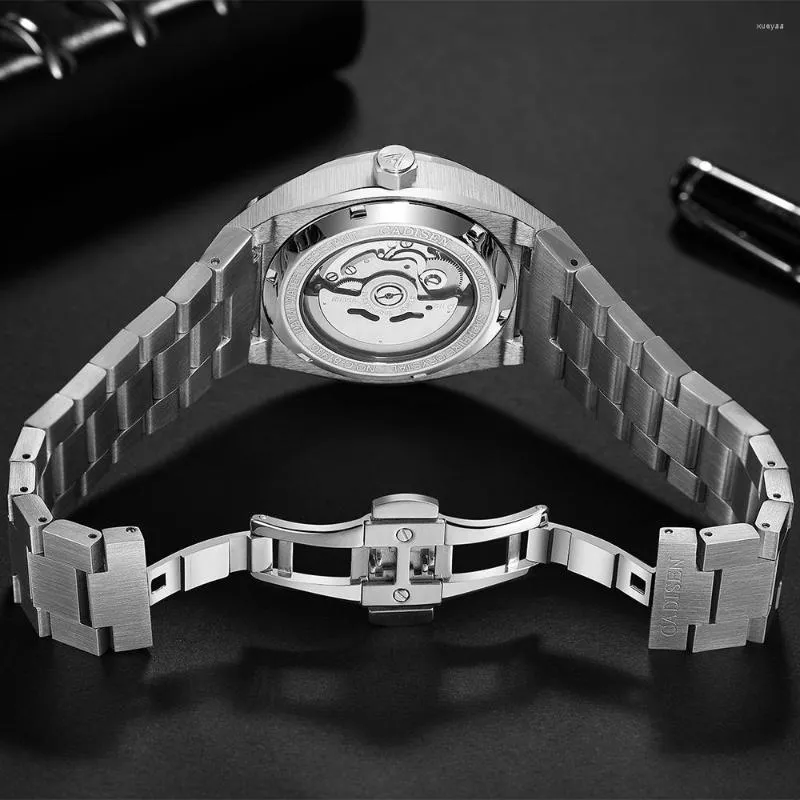 Wristwatches CADISEN OAK Mechanical Wrist Watch Men Meteorite Texture Top NH35A Movt Steel Diver Montre Homme