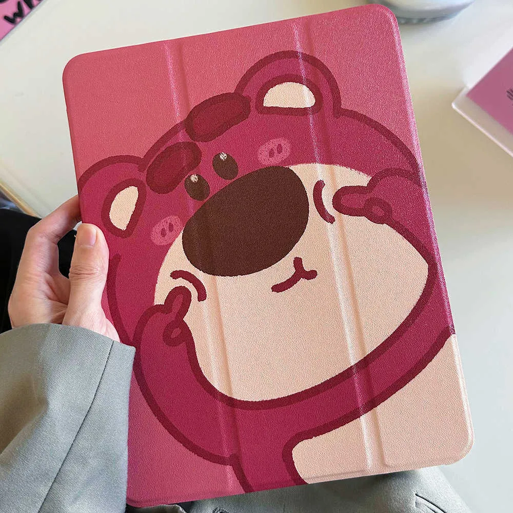 Linda capa de urso para novo iPad Pro 12,9 polegadas 6ª/5ª/4ª/3ª geração iPad 10ª geração 10.9 Air 5 2022 Air4 Funda com porta-lápis HKD230809