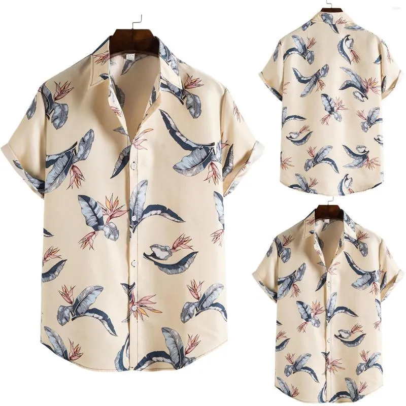 Men's Casual Shirts Beach Attire Men Mens Fashion Ethnic Short Sleeve Printing Shirt Blouse T-shirt Long