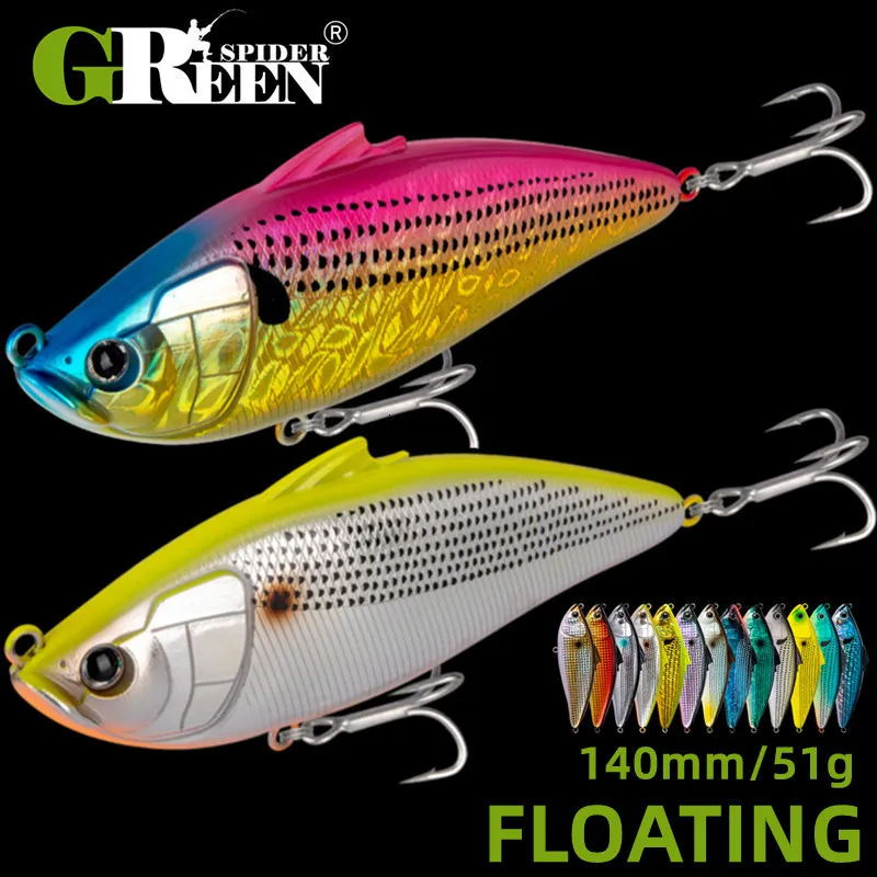 Baits Lures GRS 140mm 51g Floating Vibration Lipless Crankbaits Fishing Lure High Quality Artificial Hard Bait wobblers for Bass Pike GT 230809