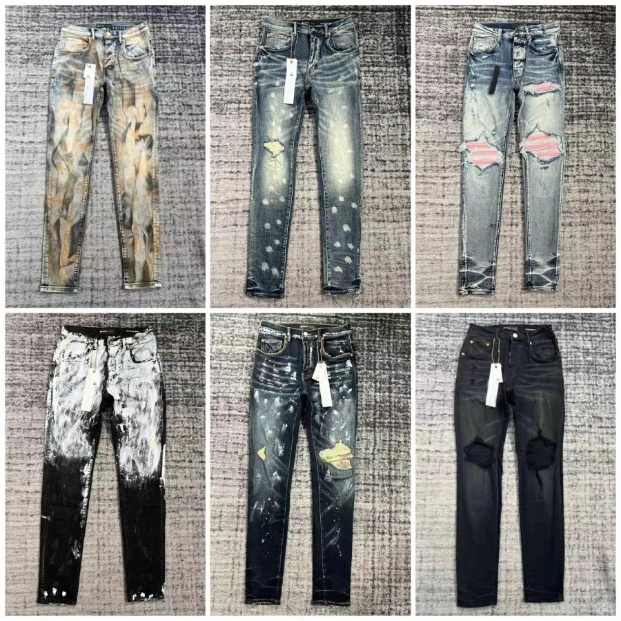 Jeans masculinos designer jeans homens calças jeans calças de moda design reto retro streetwear casual sweatpants roxo jeans joggers calça lavada jeans velhos