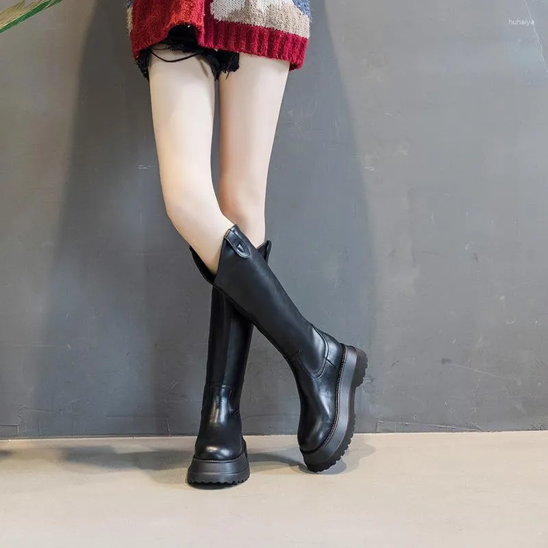 Boots Slim Leg Knee High Riding Women Winter Platform Snow Sexy Black Motorcycal Boot 2023 Female Casual Shoes