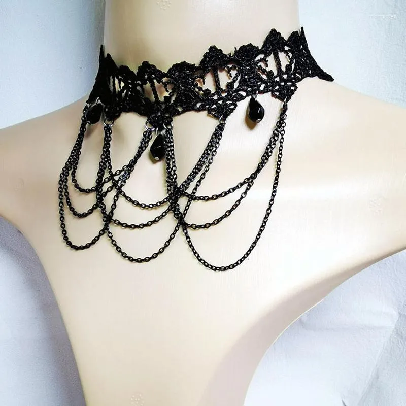 Vintage Gothic Black Lace Heart Choker Collar Necklace Retro Punk Women  Jewelry
