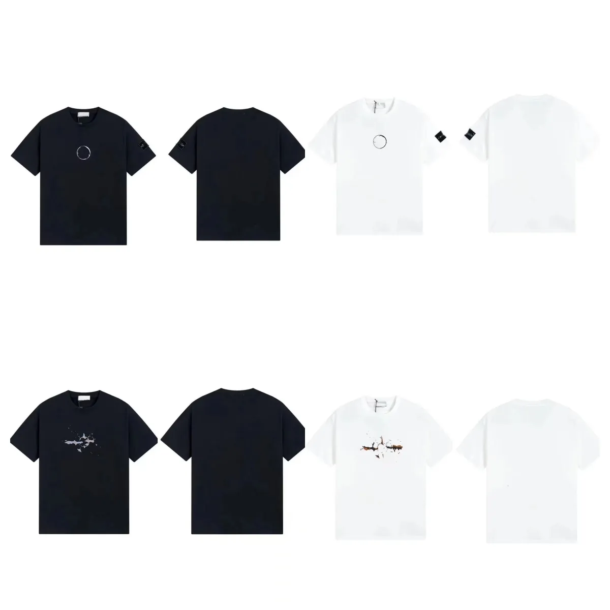 Kvinnors designer T-skjortor Retro Wash Badge Pattern Tee Men's T Shirts Summer Trend Round Neck Letters Kortärmade solida färgtoppar High Street Stones Shirt J5