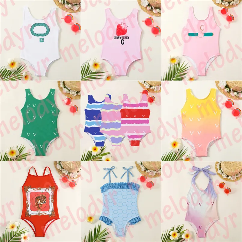 Summer Vacation Beach Swimwear Kids Designer Swimsuit Letter Print One Piece Swimwear Pool Swimming Girl Bikini